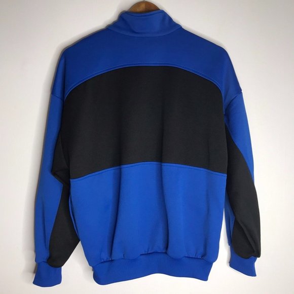Adidas Men’s Small Track Jacket Trefoil Logo Collar Black Blue - Picture 9 of 9